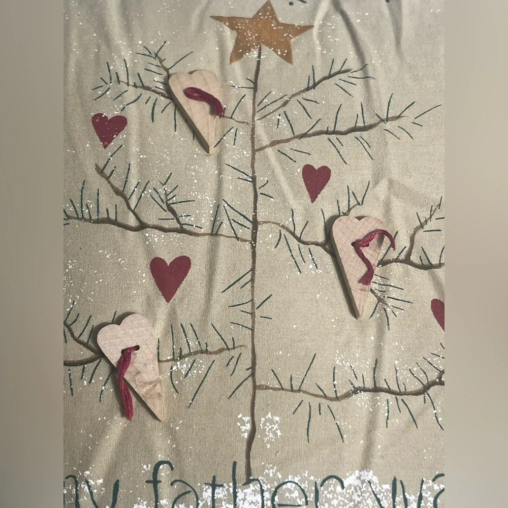 Handmade Christmas Pillow “My Father Was a Noble Fir” Folk Art Primitive 16x16